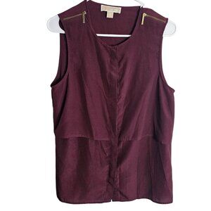 MICHAEL by Michael Kors Womens M Elegant Burgundy Minimalist Sleeveless Top FLAW